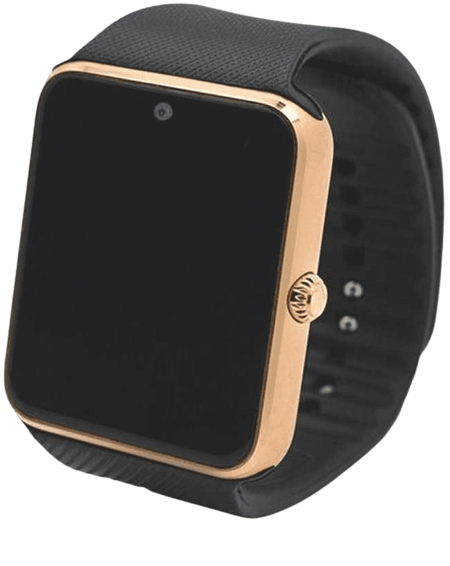 Men and Women Fashion Bluetooth Smart Watches Can Phone and Camera Sports Watch(Gold with Black Band) - Home Decor Gifts and More