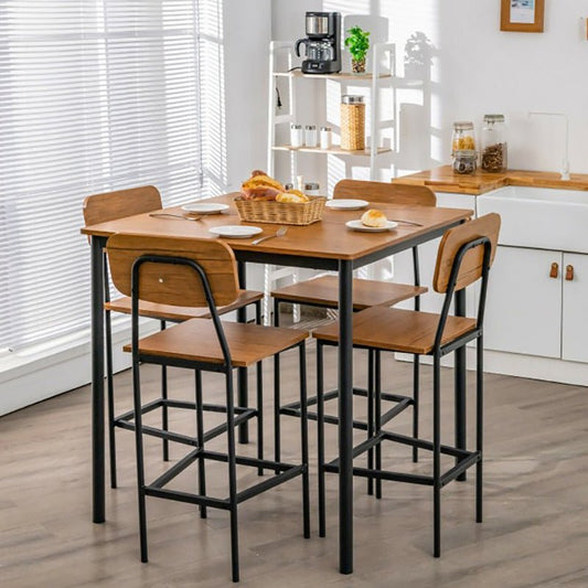 5-Piece Industrial Dining Table Set with Counter Height Table and 4 Bar Stools Dinner Table and Chairs | Decor Gifts and More