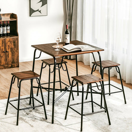 5 Pieces Bar Table Set with 4 Counter Height Backless Stools Dinning Table Set Coffee Table Home Furniture | Decor Gifts and More