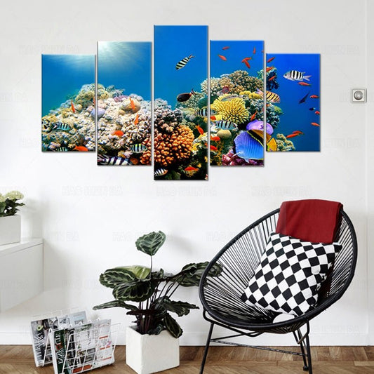 5 panels Tropical Sea Coral Reef Canvas Painting Wall Art Home Decor Underwater World Picture posters and Prints Living Room | Decor Gifts and More