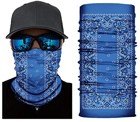 Seamless Face Cover Mouth Mask Bandana Neck Gaiter Cool Lightweight Blue - Home Decor Gifts and More