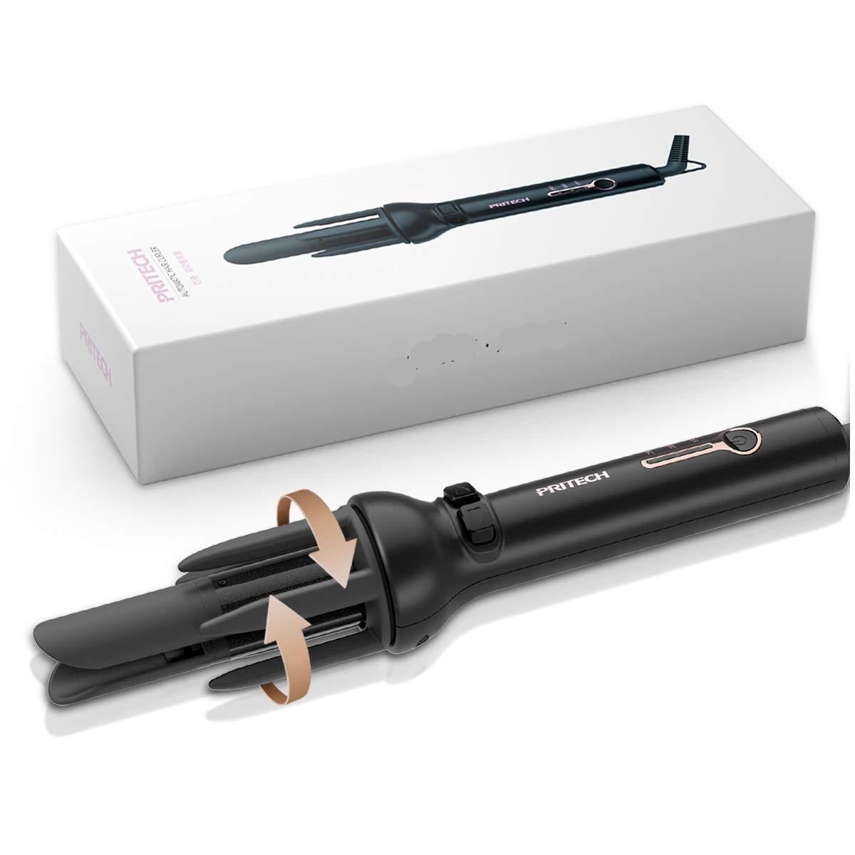 30s Instant Ceramic Heat | Professional Rotating Curling Iron Hair Wand |  LCD Temp Display Black | Decor Gifts and More