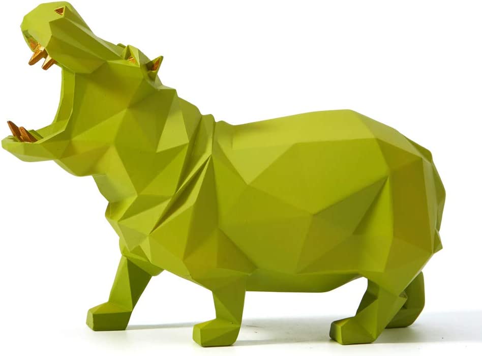 Modern 3D Hippo Statue Sculpture Decor Desktop Figure 7.1inch - Home Decor Gifts and More