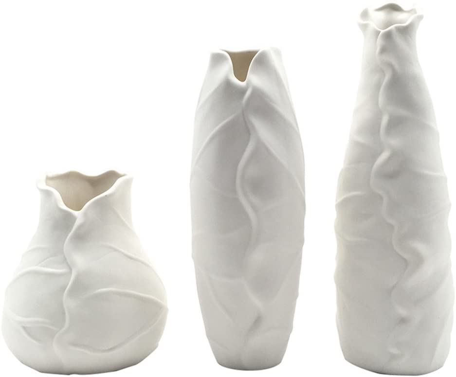 Anding Ceramic White Bottles - Set of 3 Table Vase Home Decorations Center Vase Set - Home Decor Gifts and More
