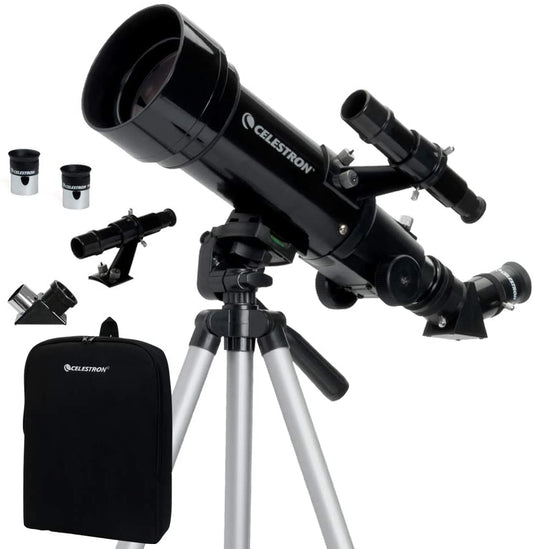 70mm Travel Scope - Portable Refractor Telescope - Fully-Coated Glass Optics - Ideal Telescope for Beginners - BONUS Astronomy Software Package | Decor Gifts and More