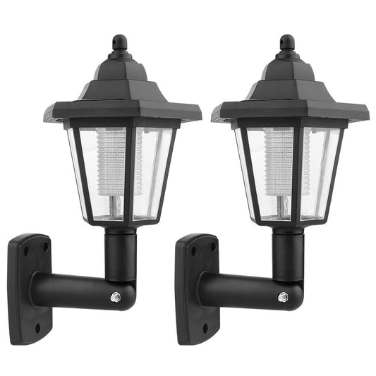 2 pack solar wall lanterns hexagon wall sconce 180Â° rotation wall mounted solar lights waterproof automatic decorative outdoor solar wall lights porch lamps