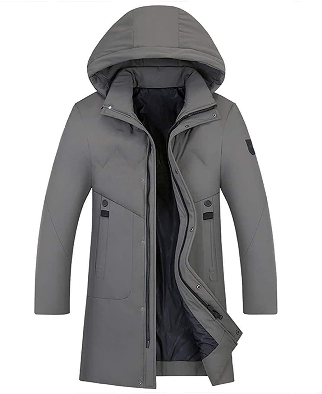 Men's Winter Stylish Warm Down Coat Long Jacket with Removable Hood - Home Decor Gifts and More