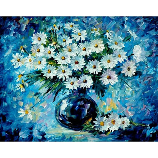 Blue Flower DIY Hand Painting By Numbers Frameless DIY Painting By Numbers Kits Acrylic Oil Painting On Canvas | Decor Gifts and More