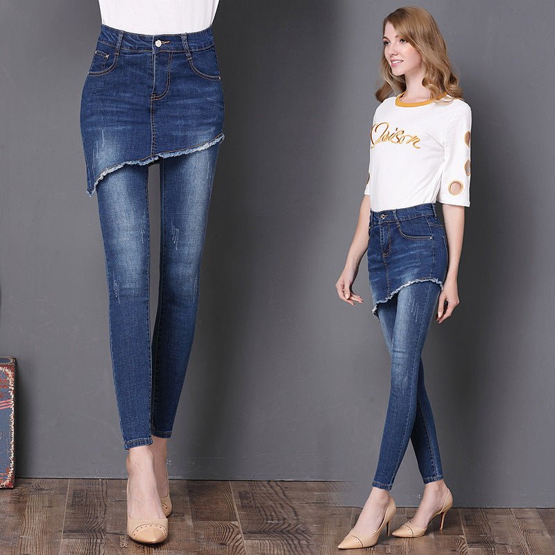 Women's fake two-piece denim skirt pants | Decor Gifts and More