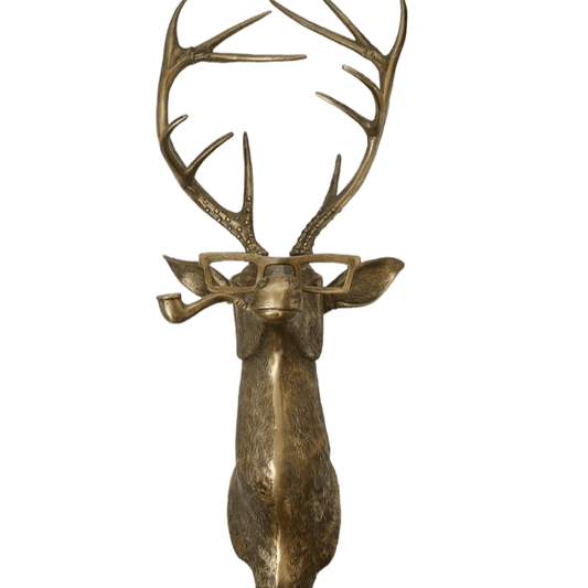 Animal Head Sculpture - Innovative Antique Deer Head Wall Decor With Glasses  Hand-painted And Polished Stag Head Wall Mount  Ga - Home Decor Gifts and More