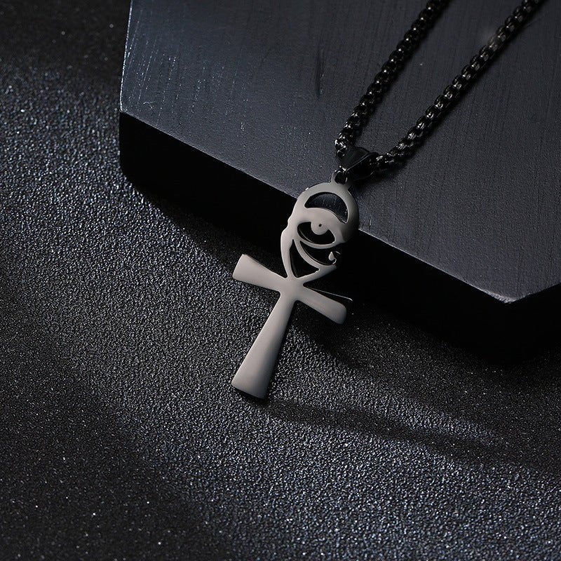 Stainless Steel Zircon Anka Cross Pendant | Decor Gifts and More