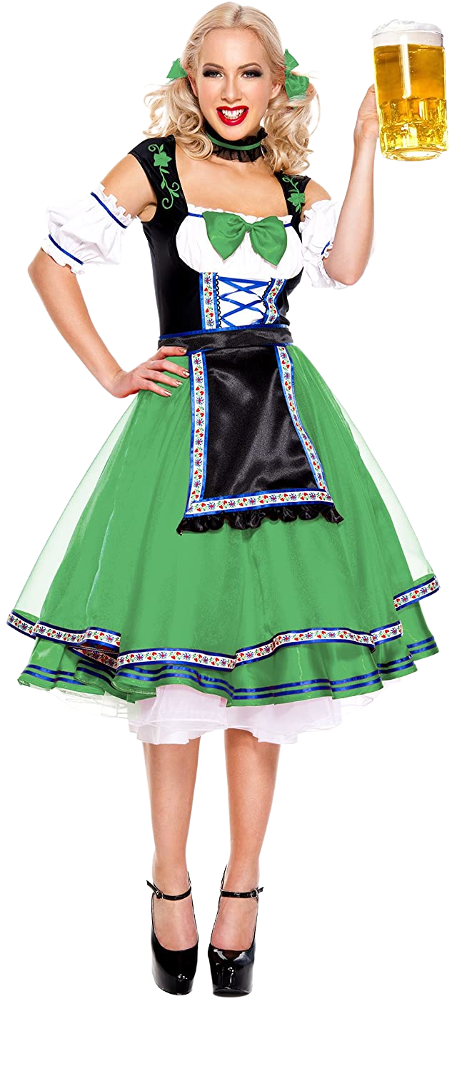 Oktoberfest Beer Girl Adult Costume Green - X-Small | Decor Gifts and More