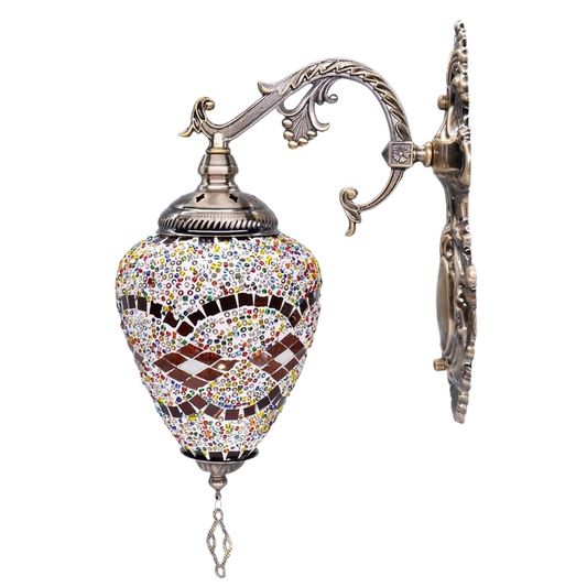 Mosaic Lamp Handmade Turkish Wall Lamp  Bohemian Style Single Glass  Bronze Base Unique Wall lamp for Room Decoration | Decor Gifts and More