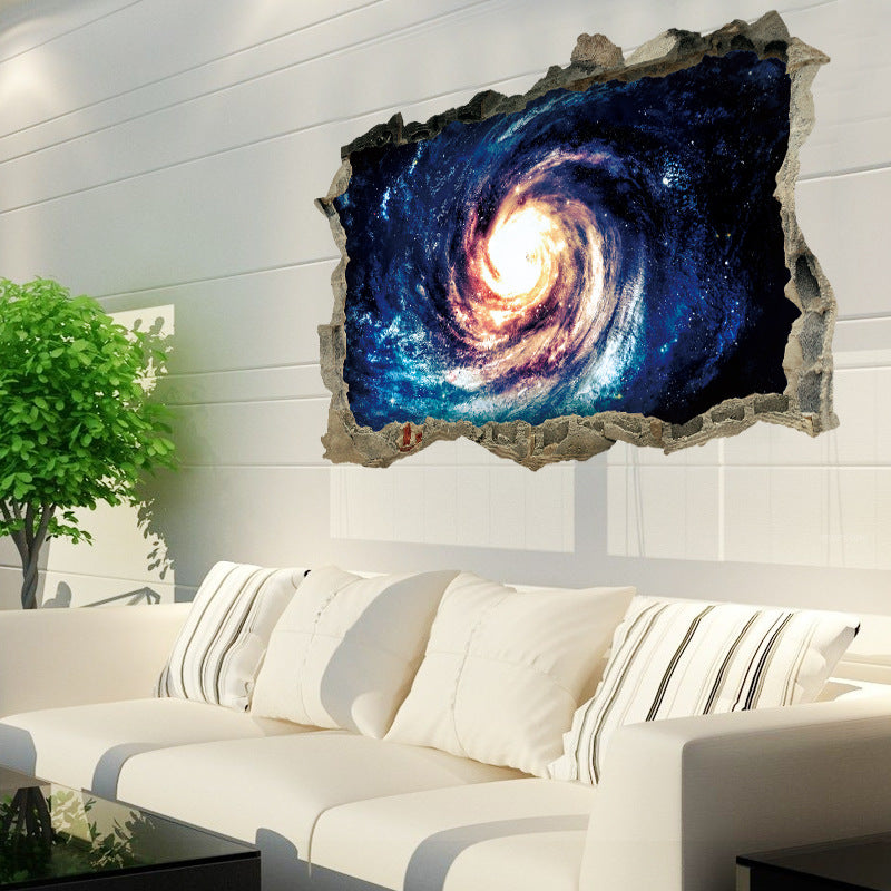 New Wall Stickers Broken Wall Starry Sky Series Galaxy Black Hole Vortex Home Decoration Removable | Decor Gifts and More