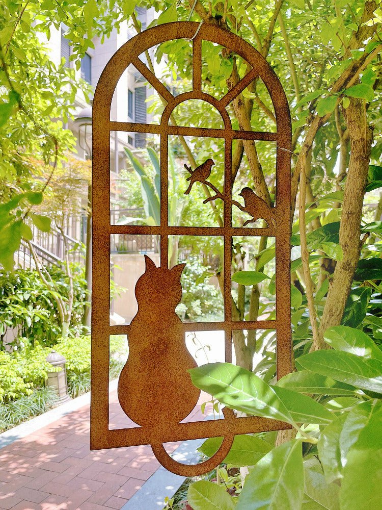 Garden Decoration Outdoor Wrought Iron Cat Window Pendant | Decor Gifts and More