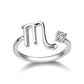 925 Sterling Silver Zodiac Sign 12 Constellation Astrology Adjustable Cute Ring (Leo) | Decor Gifts and More