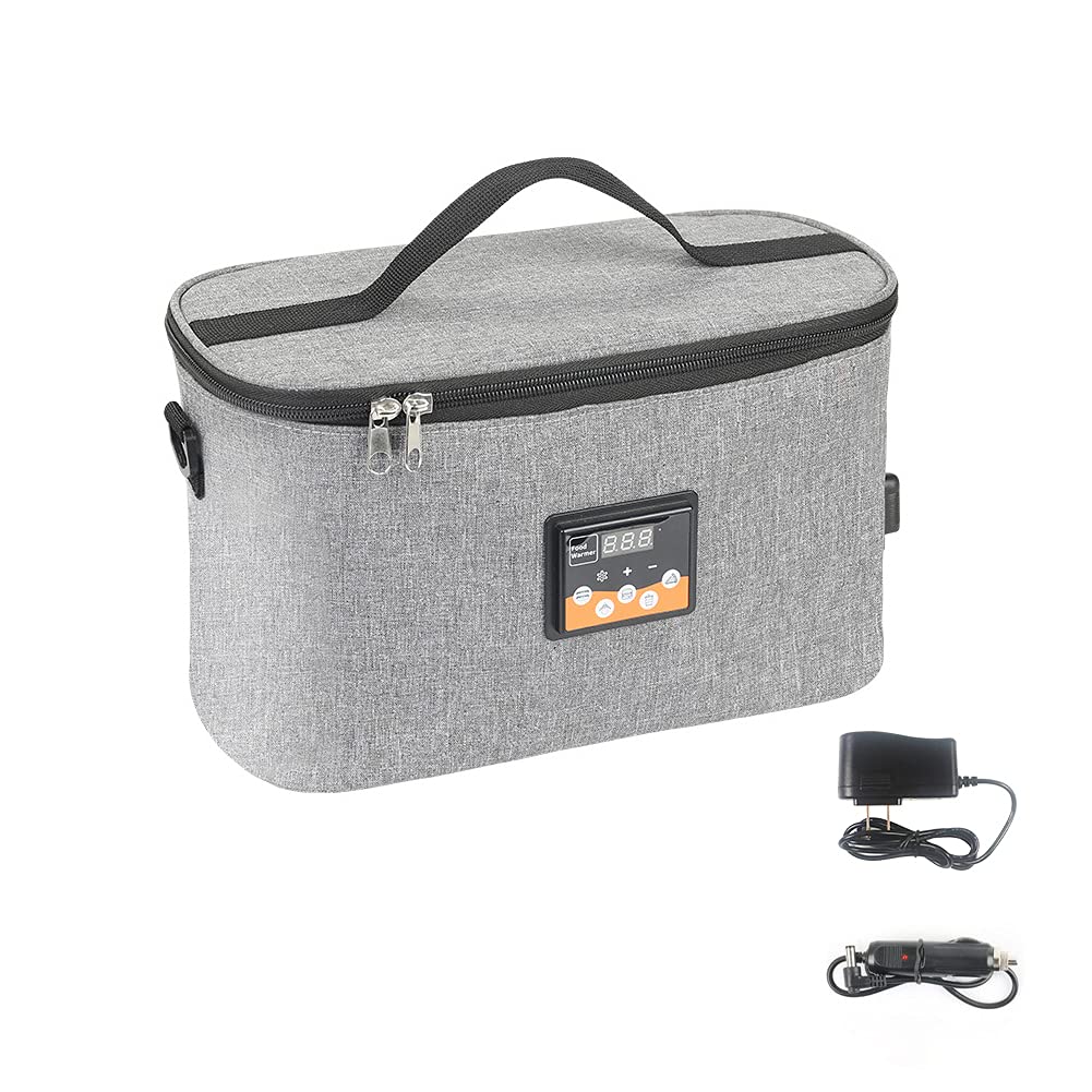 Temperature Control Car Food Warmer Portable 12V Heated Lunch Box with Adjustable/Detachable Shoulder Strap - Home Decor Gifts and More