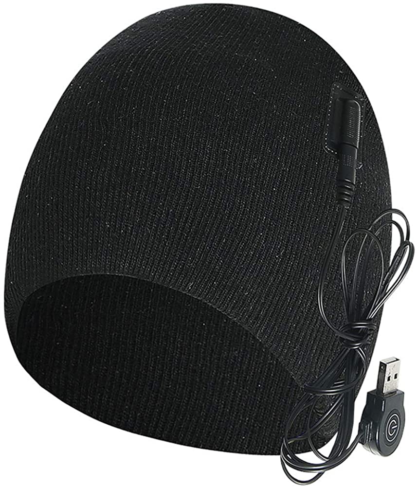 Men Women Electric Heated Hat Rechargeable, Intelligent Warm Cap, Beanie, Breathable, Soft, for Outdoor, Skiing, Hiking Black - Home Decor Gifts and More