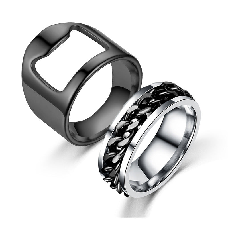 Bottle Opener Ring Stainless Steel Men's Chain Ring | Decor Gifts and More