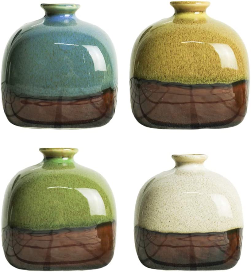 Ceramic Flower Vases Set of 4 Glazed Decorative Modern Home Decor - Home Decor Gifts and More