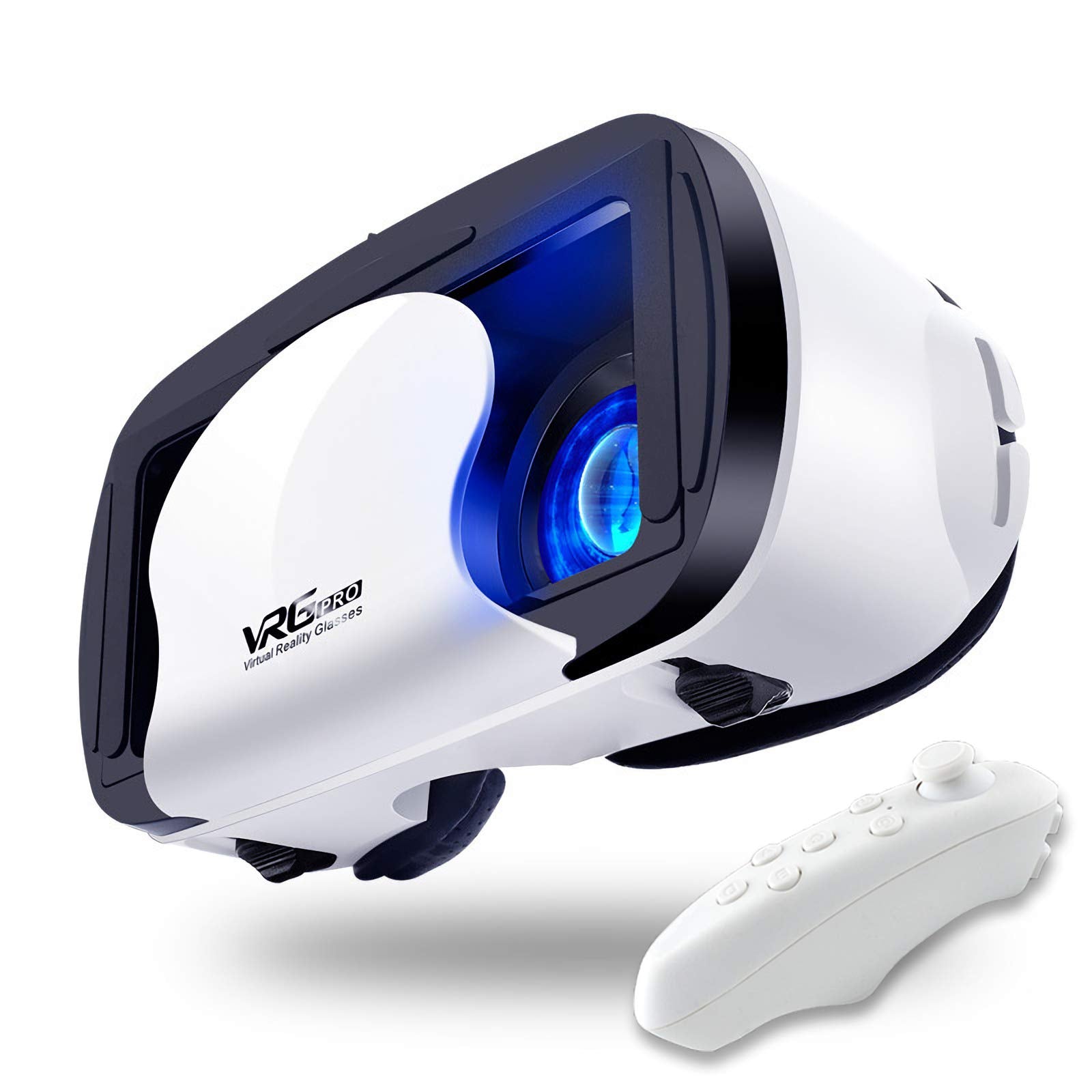 VR Headset with Controller Adjustable 3D VR Glasses Virtual Reality Headset HD Blu-ray Eye Protected Support 5~7 Inch for Phone/Android - Home Decor Gifts and More