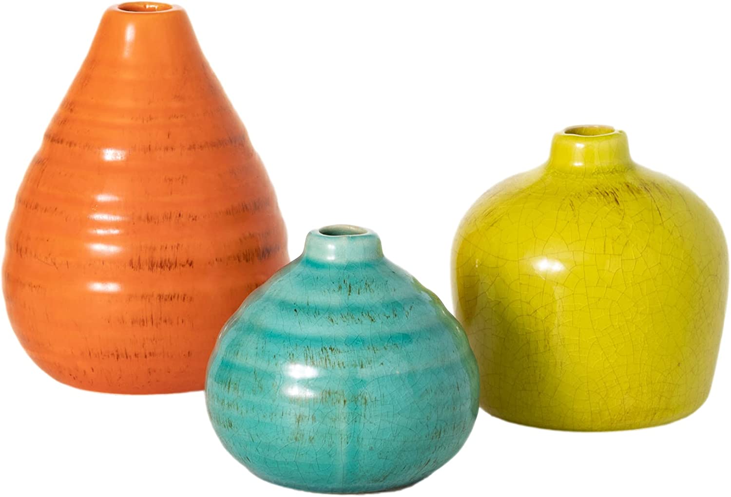 Decorative Ceramic Vase Set Multicolored Rustic Home Decor, Modern Farmhouse; - Home Decor Gifts and More