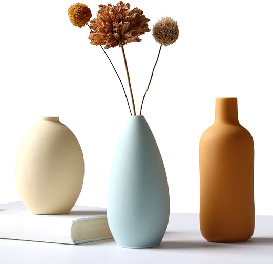Abbittar  Designer Ceramic Bottle Vase Set of 3, Rustic Home Decor, Modern Farmhouse Decor - Home Decor Gifts and More