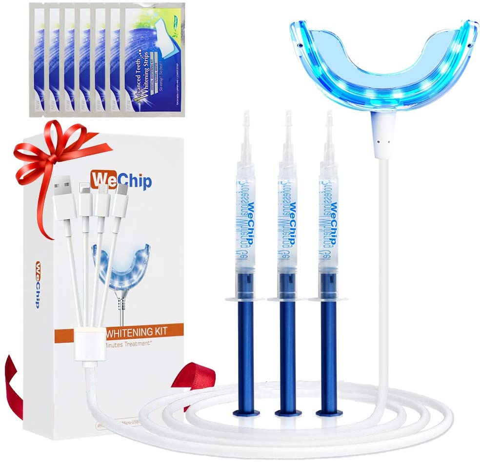 Teeth Whitening Kit with LED Accelerator Blue Light,Teeth Whitener Mouth Tray with 3 Pcs Teeth Whitening Gel Use for Home Remove Teeth Stain | Decor Gifts and More