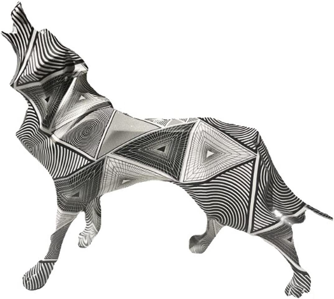 NA Creative Graffiti Art Wolf Sculpture,Geometric Wolf Howling Statue Home Ornaments for Home Office Desktop,Wolf Statue Housewarming Gift (A) - Home Decor Gifts and More