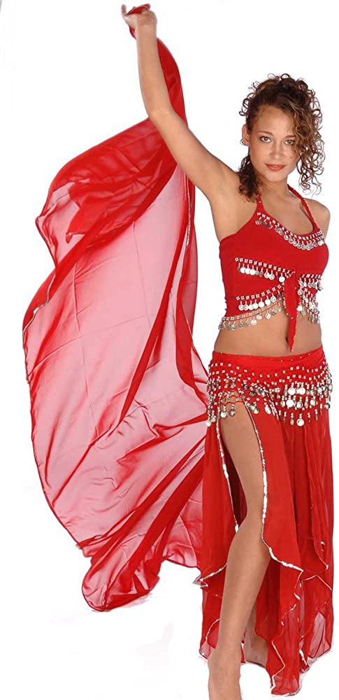 Belly Dance Costume Set | Skirt-Veil,Tank-Top &amp; Hip Scarf | Tremendous | Decor Gifts and More