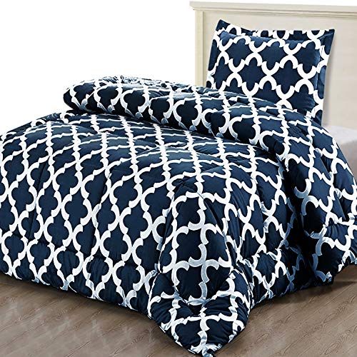Utopia Bedding Printed Comforter Set (Twin/Twin XL, Navy) with 1 Pillow Sham - Luxurious Brushed Microfiber - Down Alternative Comforter - Soft and Comfortable - Machine Washable - Home Decor Gifts and More