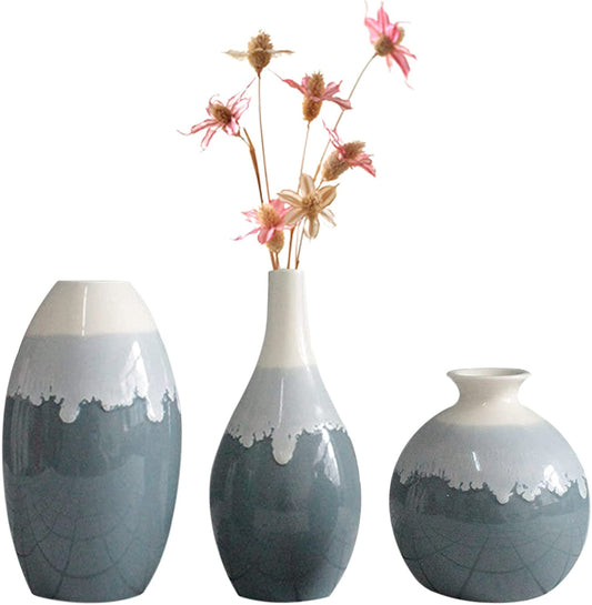 Ceramic Vase Set , Unique Glazed Design Vases, Modern Flower Vase for Home Decor - Home Decor Gifts and More