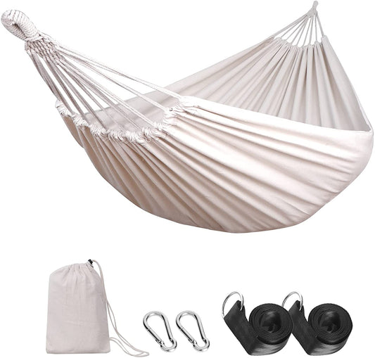 Cotton Hammock  with Tree Straps for Hanging Durable Hammock Up to 450lbs Portable with Travel Bag, - Home Decor Gifts and More