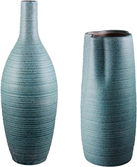 Blue Swirl Decorative Ceramic Flower Vase, Set of 2, - Home Decor Gifts and More