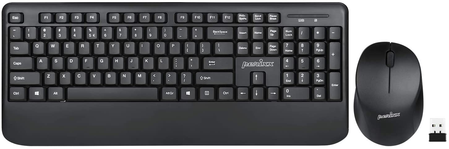 Perixx PERIDUO-714, Wireless Standard Keyboard and Mouse Combo Set, Black - Home Decor Gifts and More