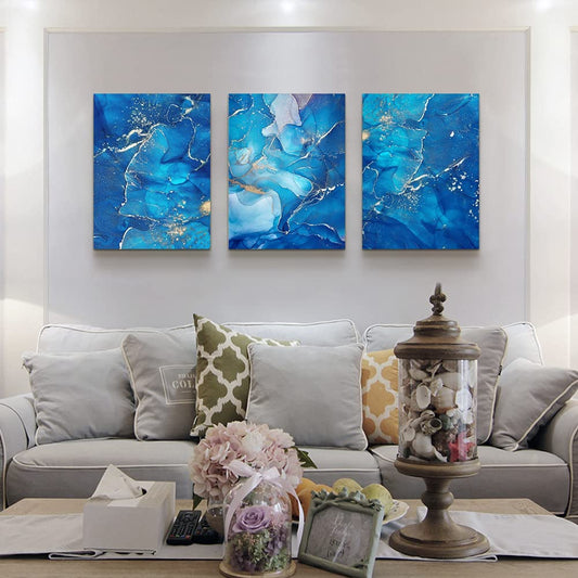 Blue Coastal Abstract Wall Art Ready To Hang 12X16 Wall Art - Home Decor Gifts and More