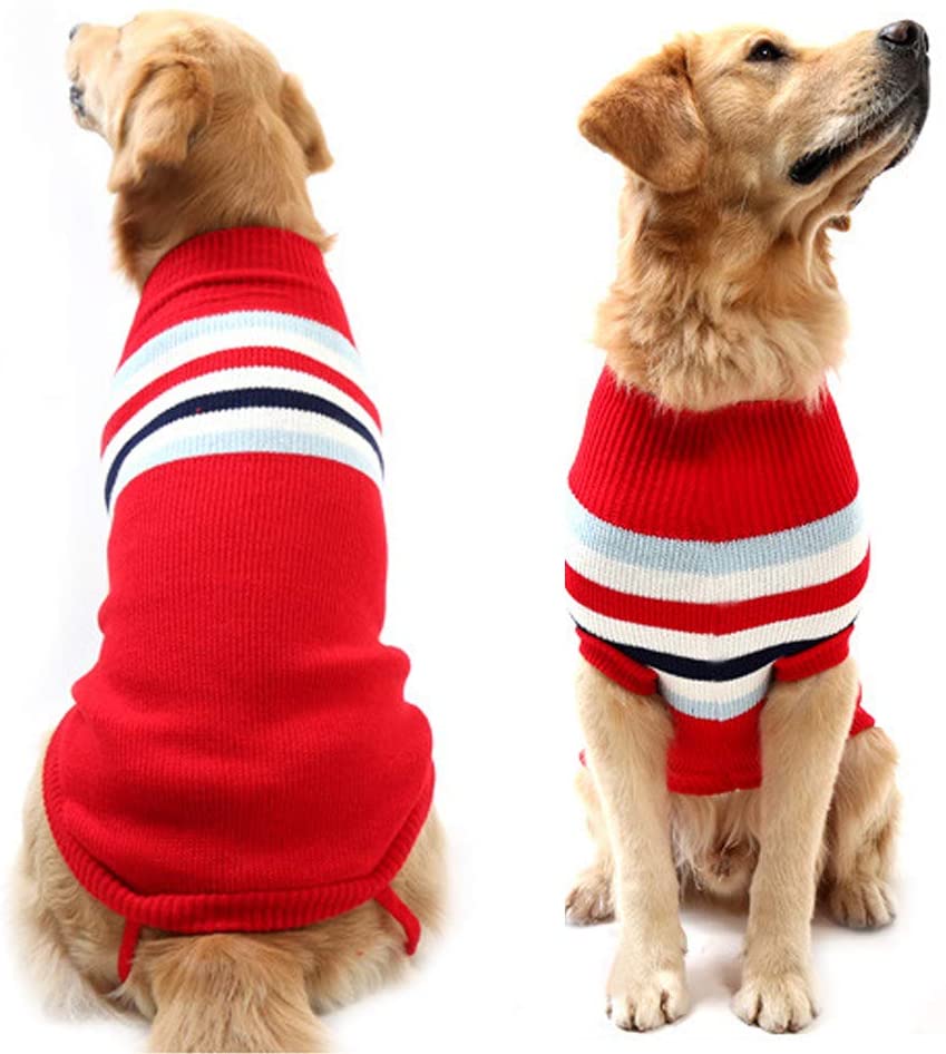 Classic Style Stripes Turtleneck Sweater Winter Warm Clothing for Medium and Large Dog - Home Decor Gifts and More