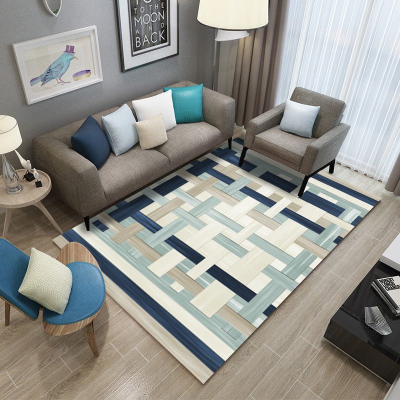 black gray beige brick tile modern office luxury home design living room area rug carpet