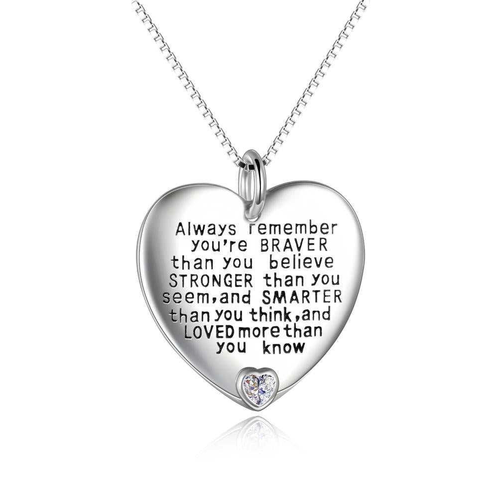 Sterling Silver Heart Pendant Necklace with Zircon Inspirational Gifts | Decor Gifts and More