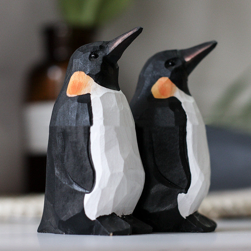 Nordic Pure Hand Carved Solid Wood Emperor Penguin Handicraft Ornaments Creative Soft Decoration | Decor Gifts and More