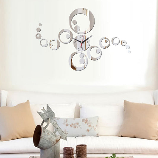 Square shape wall sticker mirror clock | Decor Gifts and More
