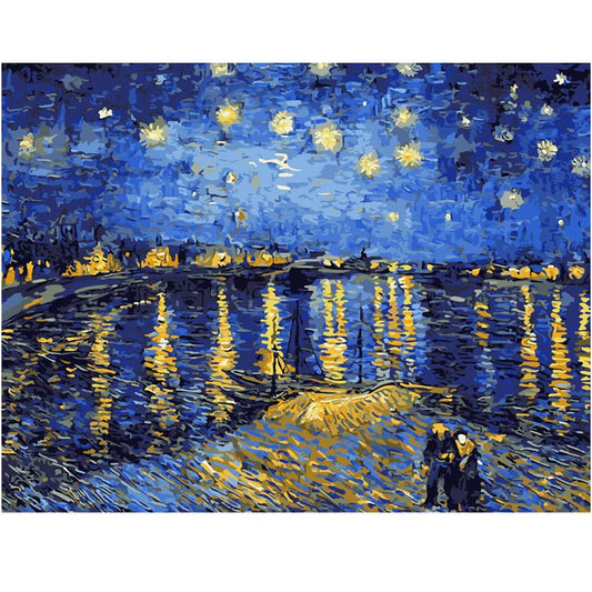 Best Pictures DIY Digital Oil Painting Paint By Numbers Christmas Birthday Unique Gift Van gogh starry sky of the rhone river | Decor Gifts and More