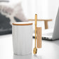 Simple Straight Ceramic Mug With Wooden Handle | Decor Gifts and More