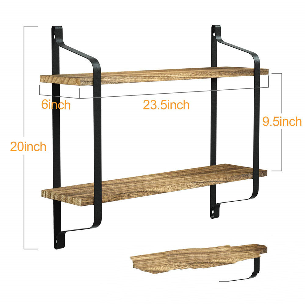 Shelves Kitchen Solid Wood Wall Shelf Wrought Iron Bracket