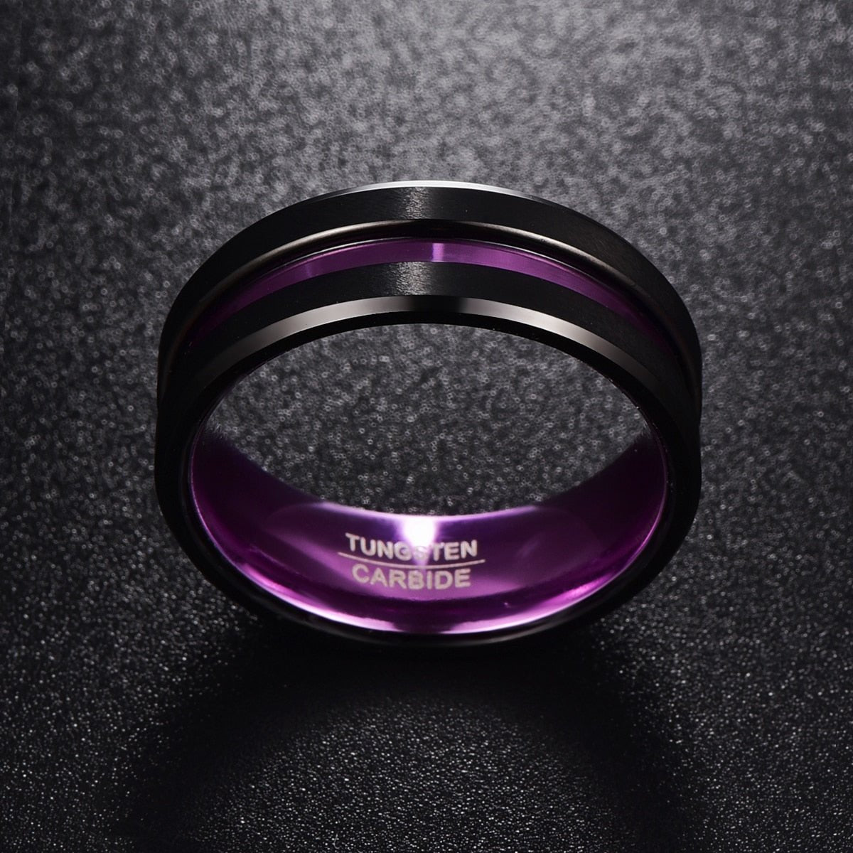 Purple inner ring frosted groove men's ring tungsten carbide | Decor Gifts and More