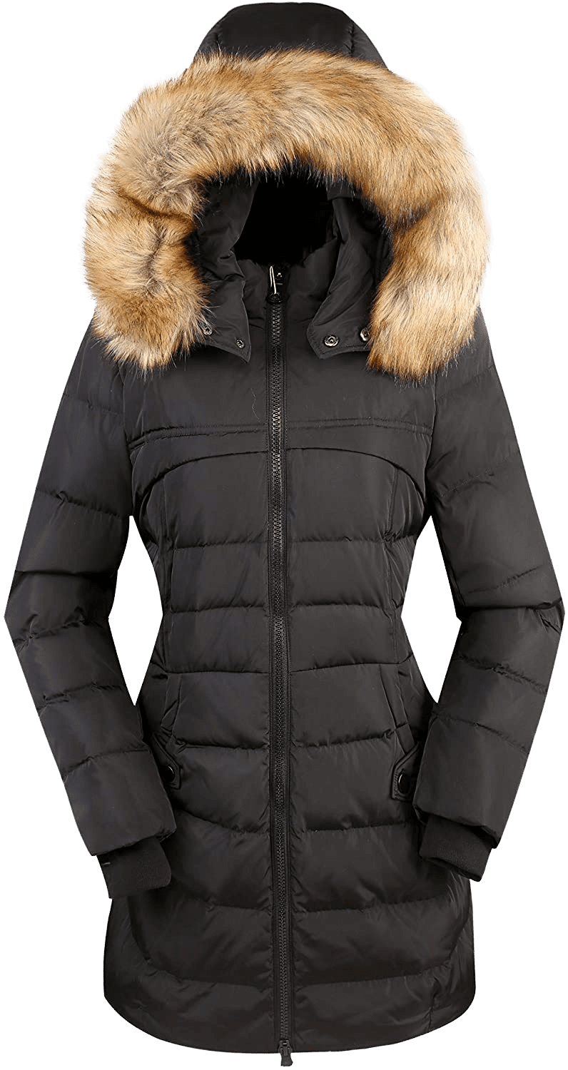 Old-to-new Women's Long Hooded Puffer Jacket Parka Down Coats Winter Jacket with Faux Fur - Home Decor Gifts and More