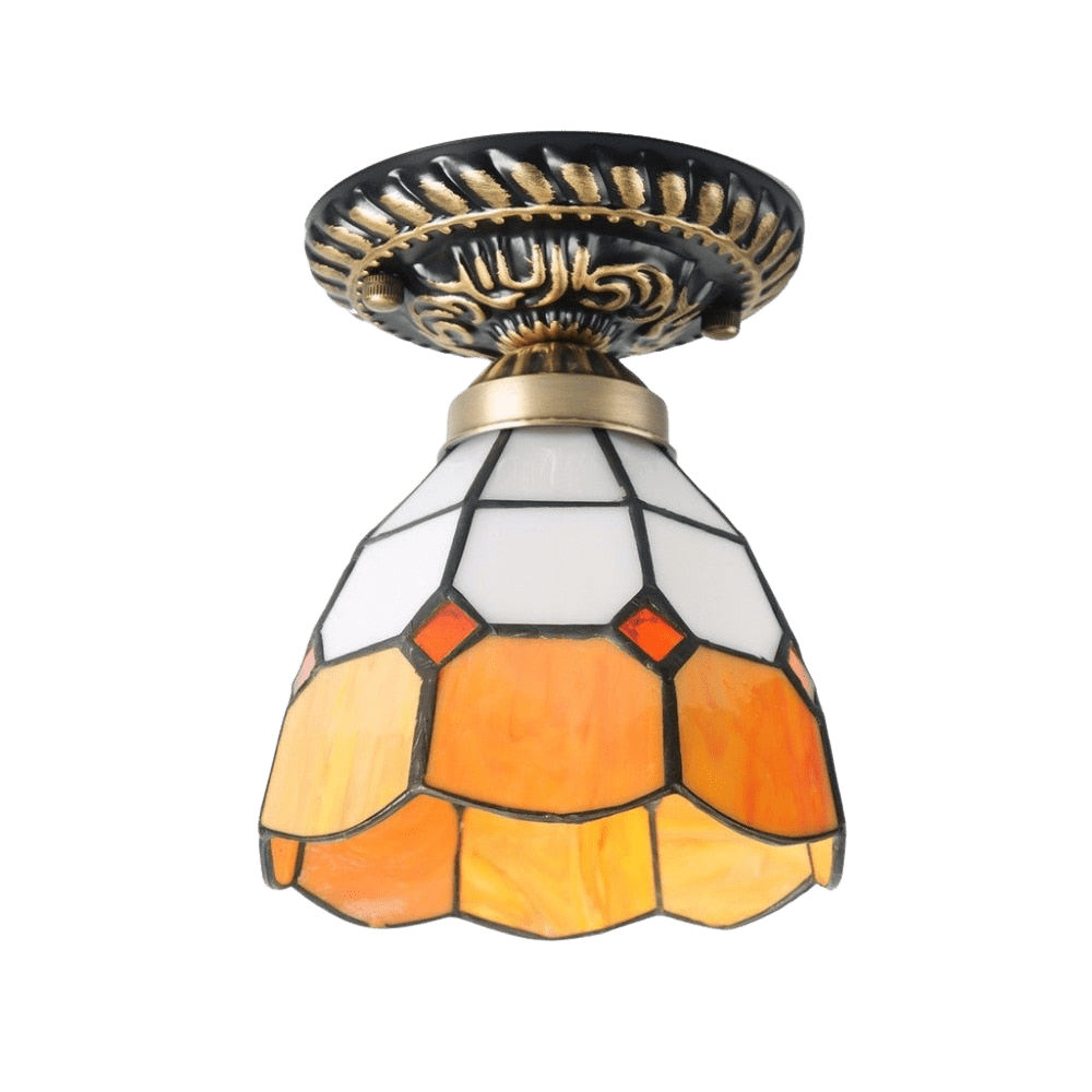 Stained Glass lamp Shade Mediterranean Style Ceiling Lamps for Bedrooms Shade Glass Ceiling Lamp Art Deco | Decor Gifts and More