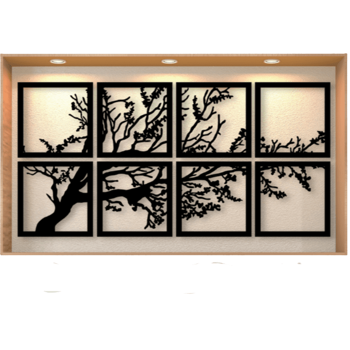 Wooden Framed Wall Silhouette Set Tree of Life - Home Decor Gifts and More