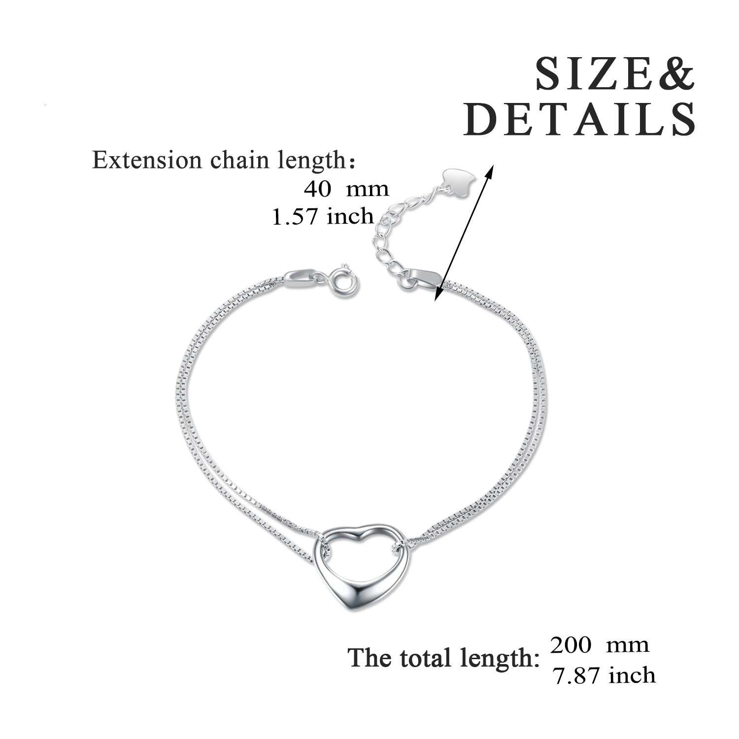 Sterling Silver Adjustable Foot  Heart Anklet  Bracelet | Decor Gifts and More