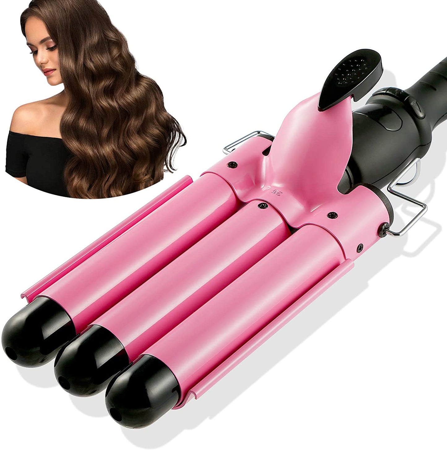 80-210℃ (176-410℉) Professional Salon Grade 3 Barrel Ceramic Curling Iron, with LCD Temp Display, 1 Inch Ceramic Hair Wave Iron - Home Decor Gifts and More